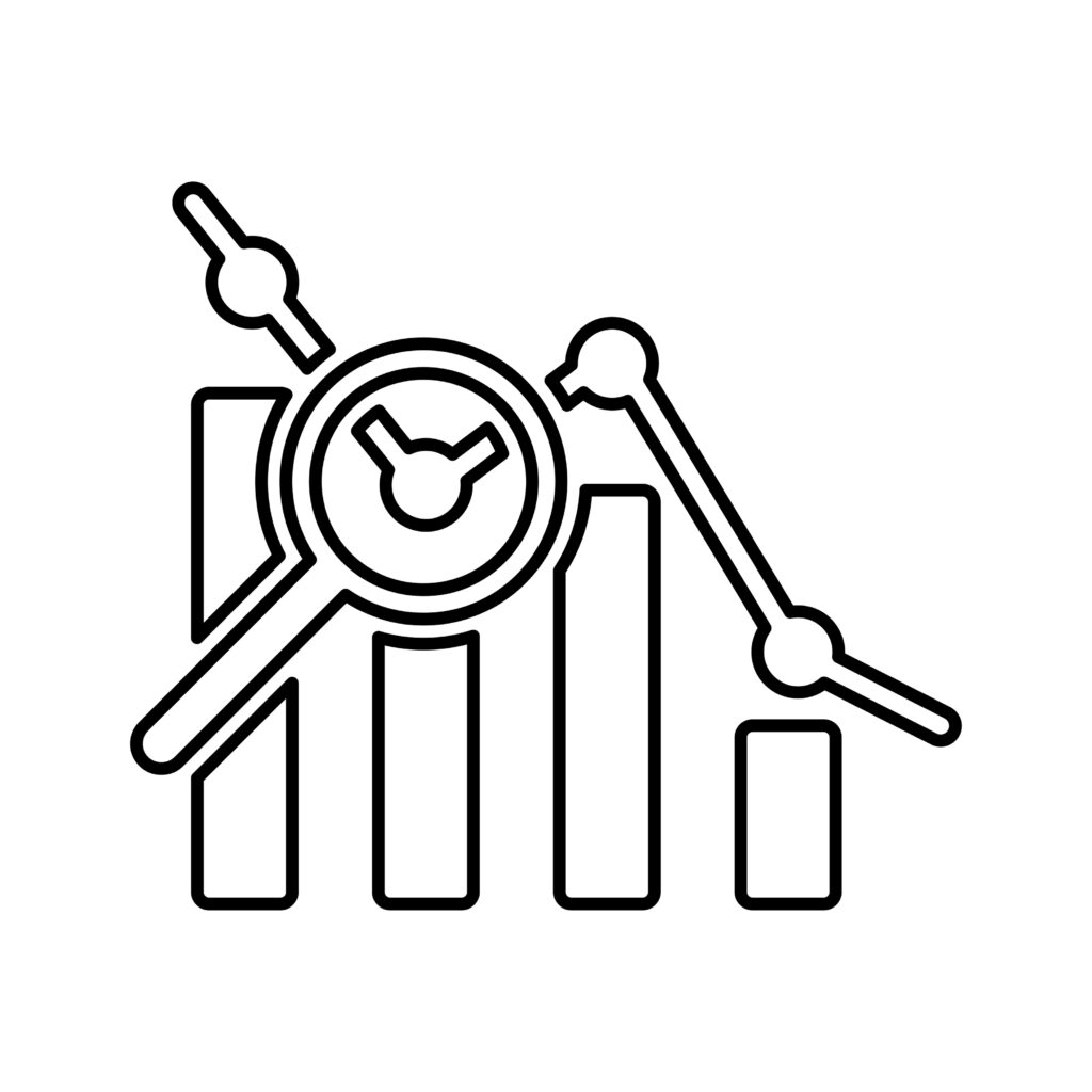 Actuarial data icon. Line, outline symbol